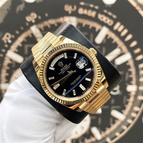 rolex day date 40 black face|rolex day date 40mm price.